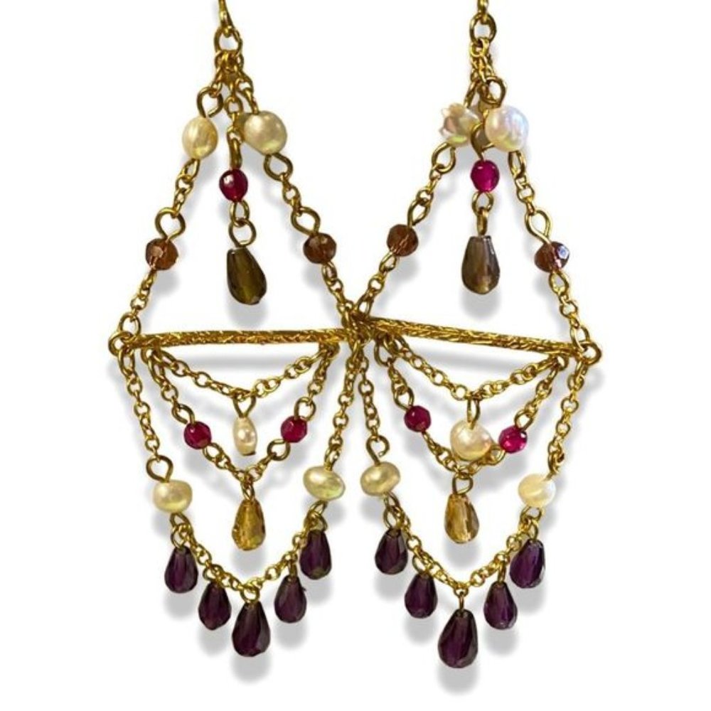 Vintage?Gold Tone Trapeze Earrings